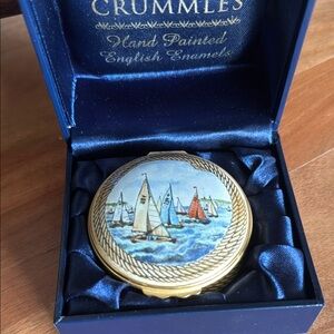 Crummles Halcyon Days Hand Painted Enamel Box with Sailboat Design